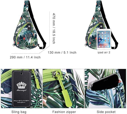 HUA ANGEL Crossbody Sling Bag for Men & Women Lightweight Waterproof Chest Shoulder Bag for Travel Hiking & Everyday Use