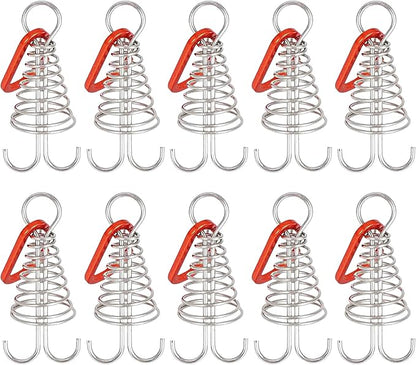10PCS Deck Anchor Pegs, Windproof Aluminium Alloy Octopus Tent Stakes with Spring Buckle, Portable Wind Rope Anchor, Camping Tent Nail