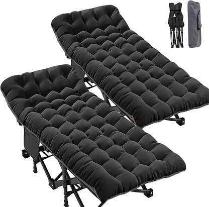 ABORON 2Pack Oversized XXL Folding Camping Cot W/Mat for Adults, 78" L x 32" W x 18" H,Heavy Duty Outdoor Bed with Carry Bag,1200 D Layer Oxford Travel Camp Cots