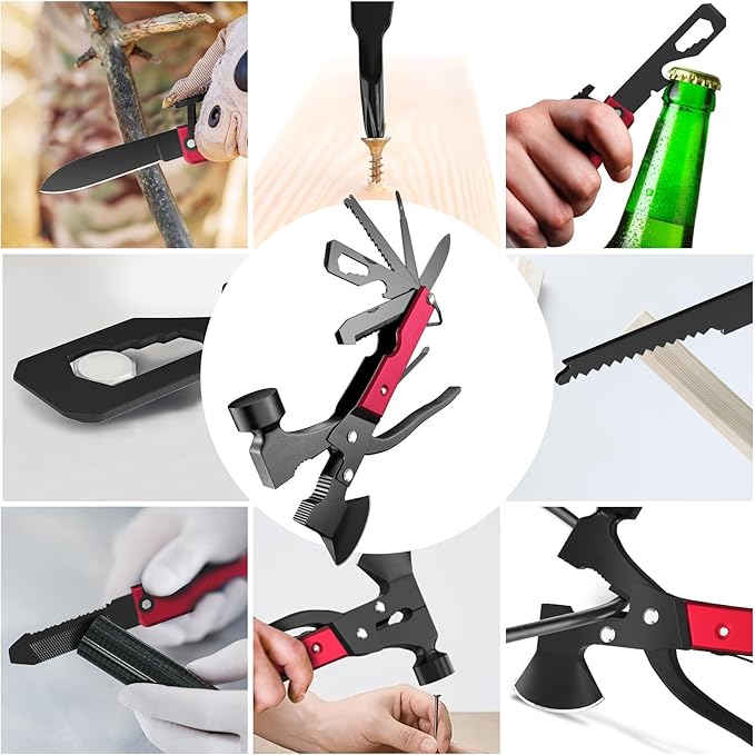 15 in 1 Multitool Axe Hatchet, Camping Accessories Survival Gear, Cool Gadgets Christmas Gifts for Men, Dad, Husband, Multi Tool Gifts for Camping Hiking Survival