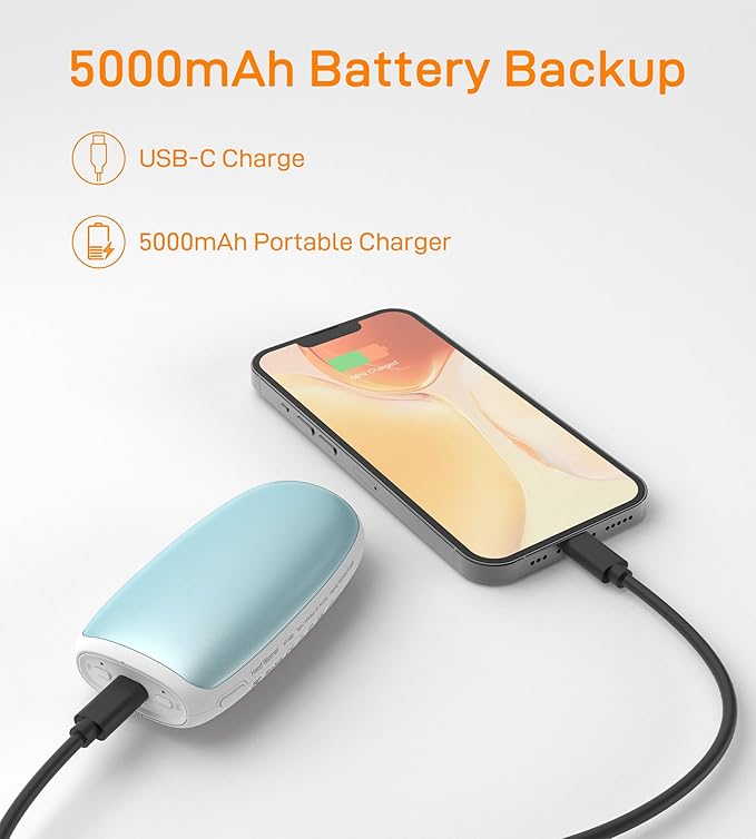Hand Warmers Rechargeable, Electric Reusable 5000mAh Single Sided or Double Sided Heating Battery Pack for Football Winter Camping Fishing Skiing, Great Gift for Women and Men