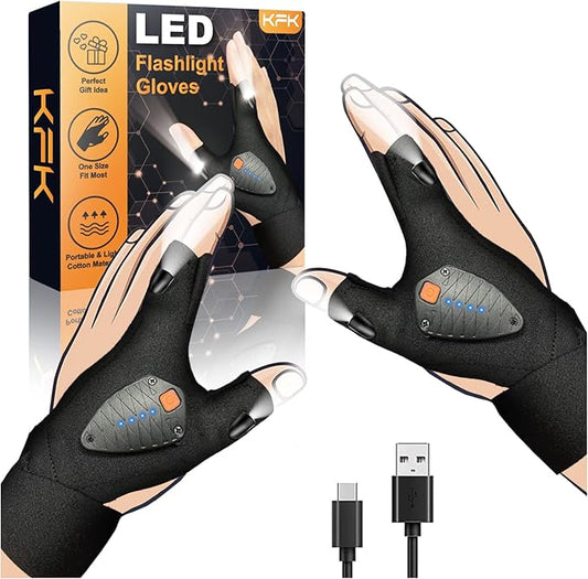 KFK Gifts for Men, LED Flashlight Gloves Gifts for Him,Mens Gifts for Father's Day, Birthday, Dad, Husband, Handyman