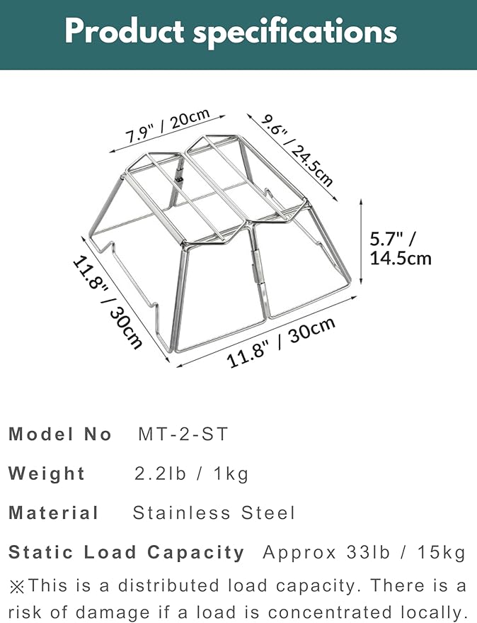 CAMPINGMOON Collapsable Campfire Cooking Stand Trivat Stainless Steel for Open Fire Camping Outdoor MT-2-ST