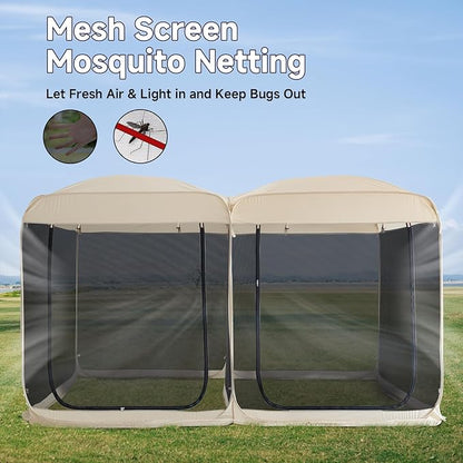 Alvantor Screen House Gazebo, 6-10-15 Person Pop Up Igloo Screened Canopy Tent with Mosquito Netting Sides, Instant UV Resistant Sun Shelter for Garden, Patio, Backyard