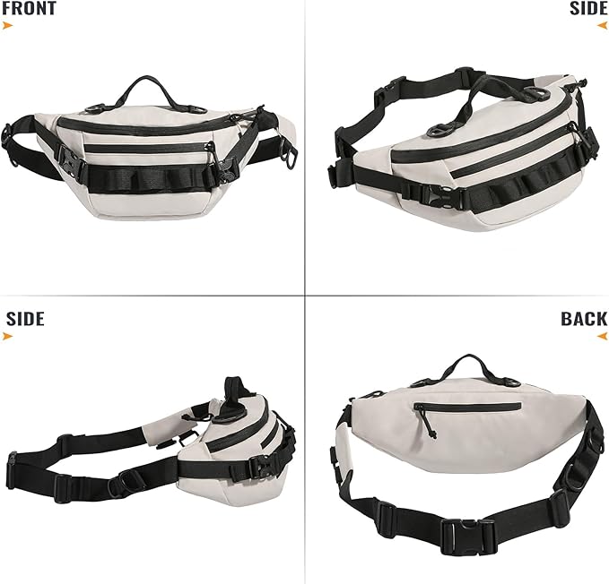 CamGo Tactical Fanny Pack for Men Women Military Waist Bag Molle Utility Hip Belt Pouch Crossbody Bags Bumbag for Cycling Hiking Walking Fishing White