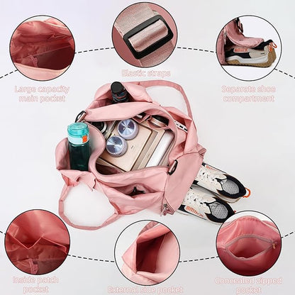 Gym Bag, Yoga Gym Bag for Women and Men, Carrying Workout Gear and Accessories, Shoe Compartment and Wet Dry Storage Pockets, Travel Duffle Bag Carry On Weekender Bag