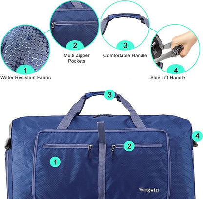 Woogwin Travel Duffel Bag Large Foldable Waterproof Overnight Bag for Beach Swim Bags Pool Sports Gym
