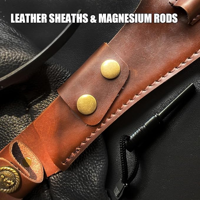 13.6" Full-Tang Hunting, Survival, Camping & Mountaineering Kukri Knife, Featuring Arced Blade, Rust Protection Coating, Ebony Grip and Leather Holster