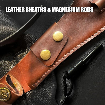 13.6" Full-Tang Hunting, Survival, Camping & Mountaineering Kukri Knife, Featuring Arced Blade, Rust Protection Coating, Ebony Grip and Leather Holster