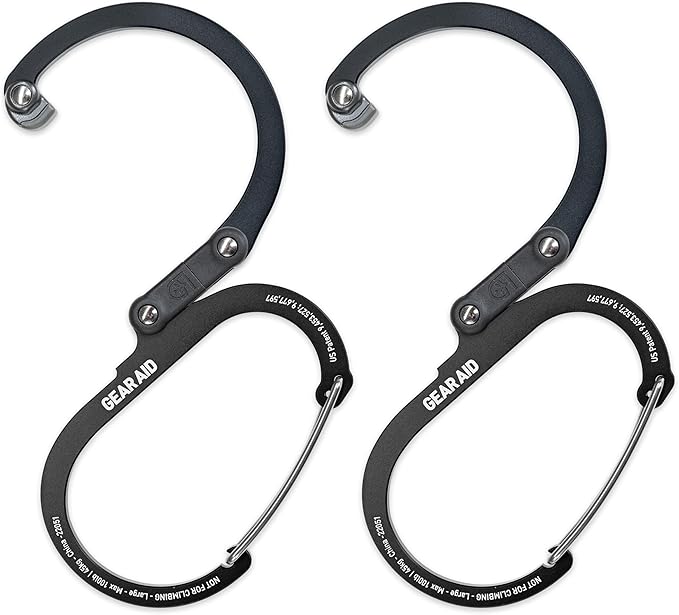 GEAR AID HEROCLIP 360° Swivel Carabiner Gear Clip and Hook (Medium) for Camping, Backpack, Suitcases and Garage Organization