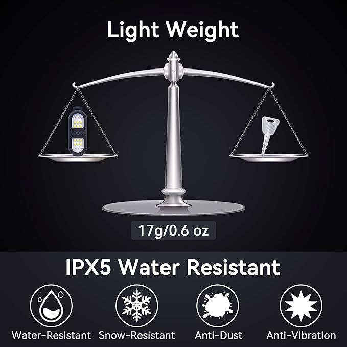 Clip on Flashlight, Running Light for Runners Rechargeable Safety Lights for Walking at Night Hands Free Flashlight Portable LED Work Light Warning Flashing Camping Hiking Walking Dog Black