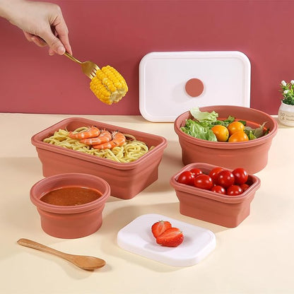 Collapsible Bowls for Camping（41oz,100% Food-grade Silicone Bowl with Lid Free BPA,Folding Mixing Bowls for Travel,RV storage,Leftovers,Swell Salad Bowl Kit