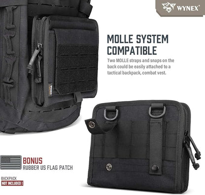WYNEX Tactical Folding Admin Pouch, Molle Tool Bag of Laser-Cut Design, Utility Organizer EDC Medical Bag Modular Pouches Tactical Attachment Waist Pouch Include U.S Patch