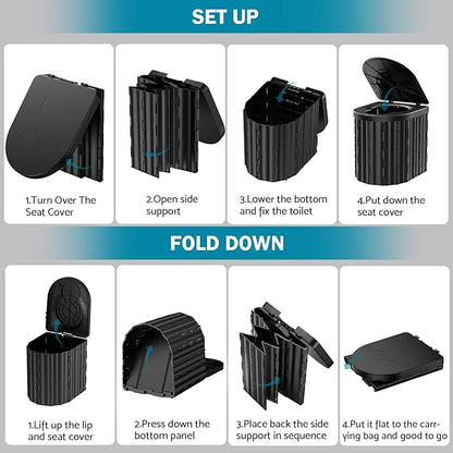 Portable Toilet, Upgraded 12-inch Toilet Seat, Folding Toilet With Removable Paper Holder, Camping Toilet With A Load Capacity Of 450 Lbs, Portable Potty For Indoor, Outdoor, And Emergency Use
