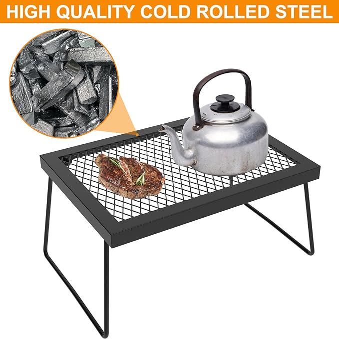Camp Fire Cooking Racks Campfire Grate Over Fire Pit, Fireplace Cooking Grate Camp Fire Cooking Racks for Camping Cooking, Grill Grate for Fire Pit Over Fire Grill, Camping Accessories for Outside