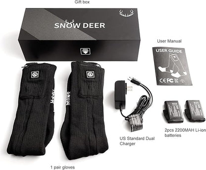 Upgraded Rechargeable Electric Heated Socks,7.4V 2200mAh Battery Powered Cold Weather Heat Socks for Men Women,Outdoor Riding Camping Hiking Motorcycle Skiing Warm Winter Socks