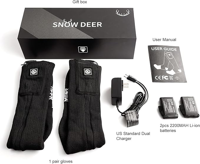 Upgraded Rechargeable Electric Heated Socks,7.4V 2200mAh Battery Powered Cold Weather Heat Socks for Men Women,Outdoor Riding Camping Hiking Motorcycle Skiing Warm Winter Socks