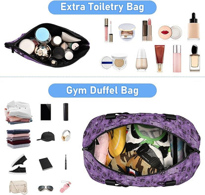 Halloween Witch Sports Gym Bag with Waterproof Dry Wet Pocket, Travel Duffel Bag for Women Men，Workout Bag Fits Yoga, Swimming