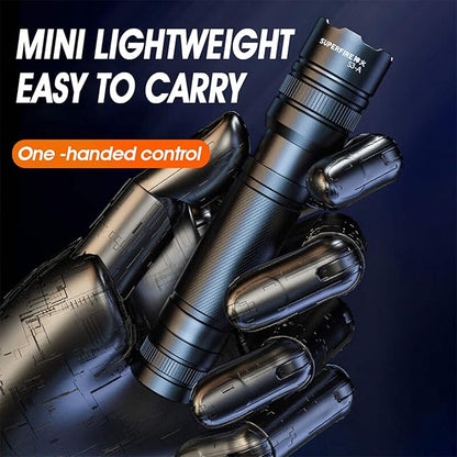 SuperFire LED Flashlight,EDC Flashlight Hight Lumens, Zoomable Flash Light for Outdoor, Emergence，Rechargeable or AAA batteries Dual Power Mode