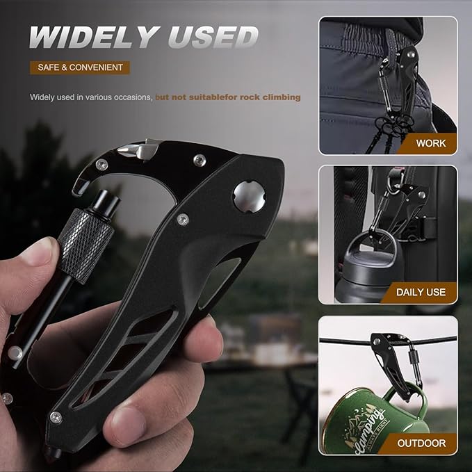 Multitool Carabiner with Pocket Knife for Men, EDC Carabiners Keychain with Folding Knives, Bottle Opener, Window Breaker and Screwdriver, Survival Gear/Gadget for Camping Hiking