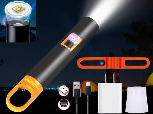 Portable Handheld Flashlights,Zoomable Tactical Flashlight, Flashlight Rechargeable LED Flashlight,for Emergency, Outdoor, Home, Camping, Hiking (L-S18)
