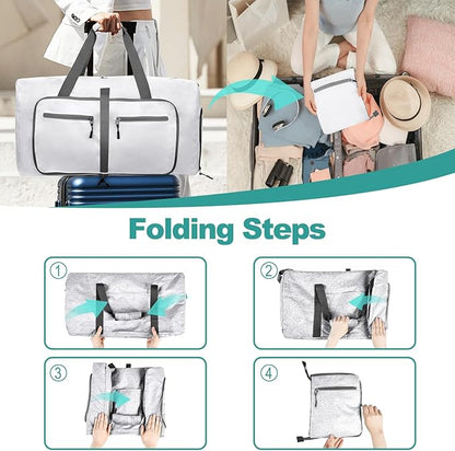 Dimayar 115L Travel Duffle Bag for Men Women - Foldable Duffel Bag with Shoes Compartment - Overnight Bags Waterproof & Tear Resistant(White)
