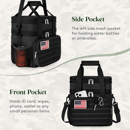 Lifewit Double Deck Tactical Lunch Box for Men, Expandable Leakproof Insulated Large Lunch Cooler with MOLLE Webbing and Shoulder Straps, Heavy Duty Lunch Bag for Men Work Camping Picnic, 16L Black