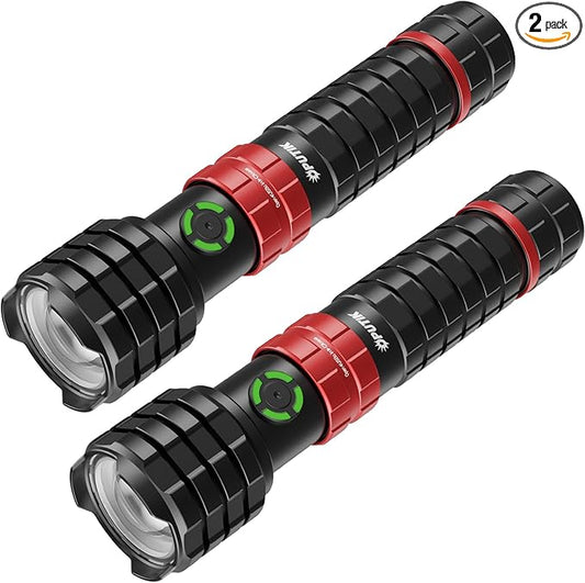 2PACK Portable Rechargeable Handheld Flashlight,Led Flashlights 1500 High Lumens,Military Grade Emergency Tactical Flashlights Suitable for Home,Outdoor,Camping,Biking,Hiking,Hurricane