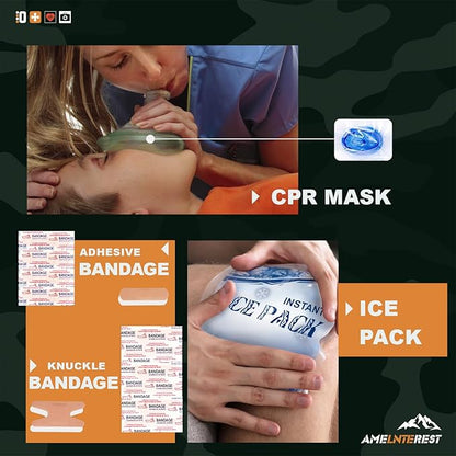 Survival Kits, 174Pcs Survival Gear First Aid Kit IFAK with Molle System Essential Camping Gear Emergency Medical Supplies for Car Fishing Hunting Outdoor Adventure