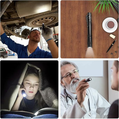 Flashlight, 2 PCS Mini Pen LED Lights, High Lumens, Pocket Size, Removable Clip, Wide Application, Batteries Not Included