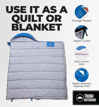 Tough Outdoors Sleeping Bags for Adults & Kids Sleeping Bags Girls Boys Teens - Camping Sleeping Bag for Backpacking- Cold Warm Weather & Summer Sleeping Bag - Lightweight Waterproof Compact Sleep Bag
