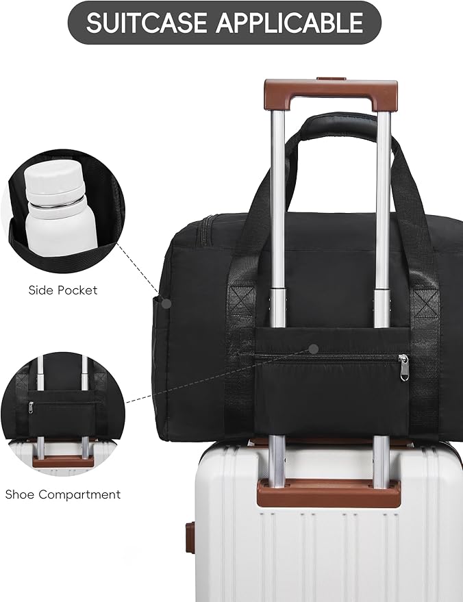 Small Duffle Bag for Men Women with Shoes Compartment Sports Gym Bags for Men Women Dry Wet Separated Pocket Travel Overnight Weekender Yoga Handbag Bag- Black