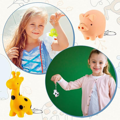 6 Pieces Nurse Flashlight Pediatric Nurse Flashlight Keychain Animal Flashlight Puppy Keychain Tiger Flamingo Sloth Dinosaur Cat Flashlight Keychain Pen Lights for Nurses Badge Reel