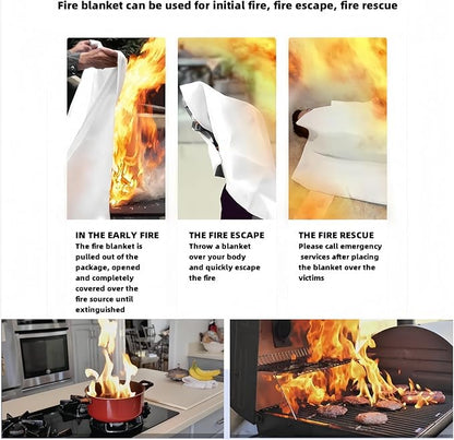 Fire Blankets Emergency for Home,39.4"x39.4" Emergency Fire Blanket for Kitchen Office School Warehouse Car Camping Grill Fireplace. (1 Pack)