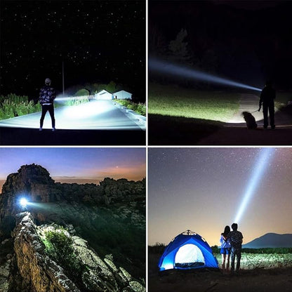 YIERBLUE Rechargeable spotlight, Super Bright 1000,000 LM LED Flashlight Handheld spotlight 10000mAh Long Lasting Large Flashlight Searchlight and Flood Camping Flashlight with Foldable Tripod Black