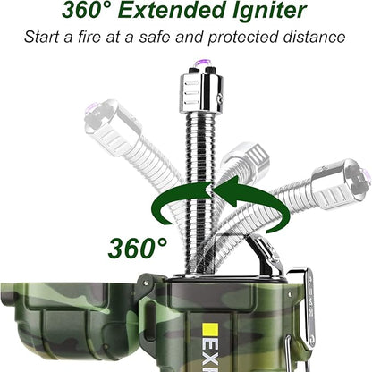 360 Flex Electric Lighter - USB Rechargeable Arc Lighter with Windproof Plasma Flame, Flexible Neck Grill Lighter, Waterproof Candle Lighter for Aromatherapy Camping BBQ -Survival Tactical Gear