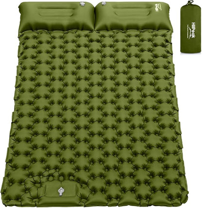 HiiPeak Double Sleeping Pad - Self Inflating 4" Extra-Thick for 2 Person with Pillow Built-in Foot Pump Inflatable Sleeping Mat for Backpacking, Hiking, Traveling, Tent, Portable Camping Mat
