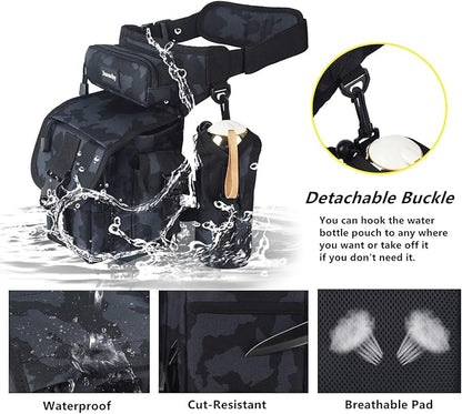 Jueachy Drop Leg Bag for Men Tactical Metal Detecting Thigh Pack with Water Bottle Pouch