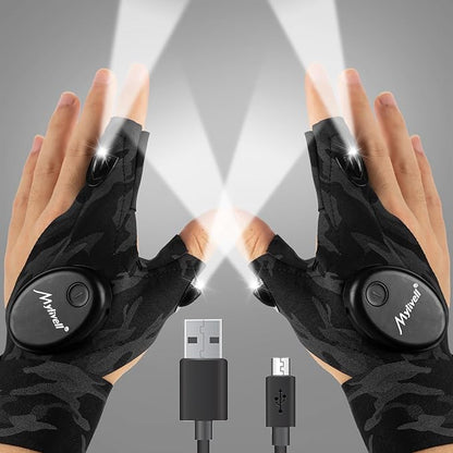 Fathers Day Dad Gifts from Daughter Son Wife LED Flashlight Gloves Gifts for Men Dad Father Boyfriend Husband Unique Cool Gadget Tools for Repairing Fishing Camping for Him Who Have Everything