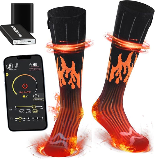 Heated Socks for Men Women - 2022 Upgraded Rechargeable Electric Heated Socks-Unisex Powered Cold Weather Heat Socks for Outdoor Riding Camping Hiking Motorcycle Skiing Warm Winter Socks