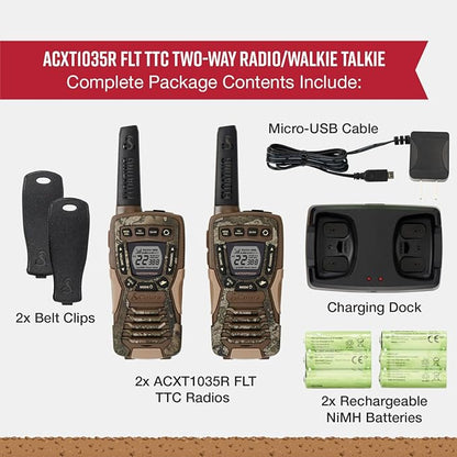 Cobra ACXT1035R FLT Waterproof Walkie Talkies - Rechargeable, Floats, 22 Channels, Long Range 37-Mile Two-Way Radio Set (2-Pack)