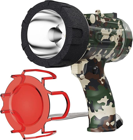 BUYSIGHT Rechargeable Spotlight Flashlight, Hand held Spotlight 2000 lumens Waterproof Flashlight Hunting Lamp with red Filter (Camouflage Green)