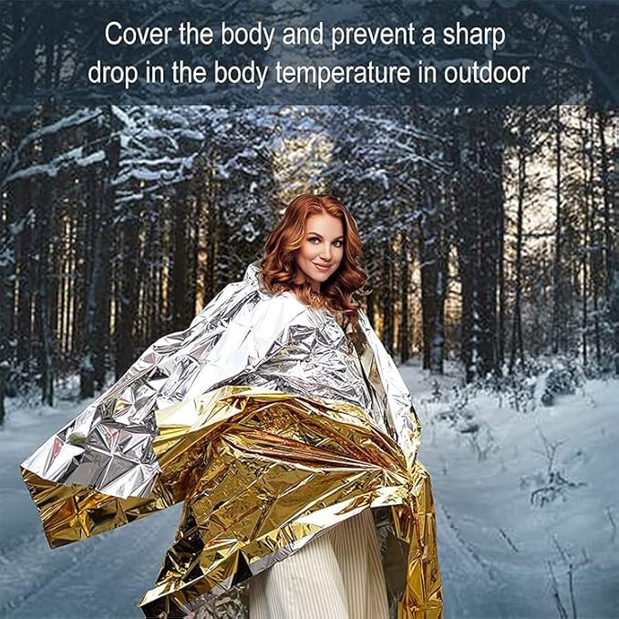 GALAXYLENSE Emergency Mylar Thermal Blanket for Survival First Aid Kits Army Outdoors Hiking Camping Bug Out Trauma Desert All Weather Condition Protection (Silver)