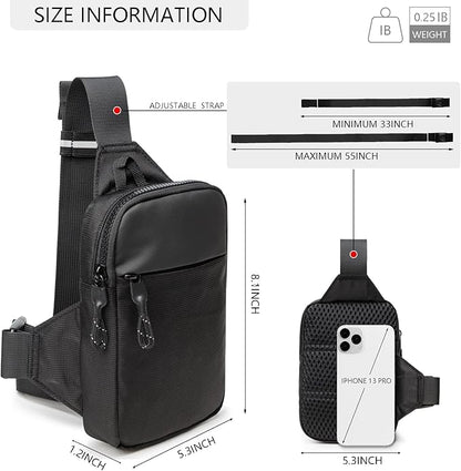 Mini Sling Bag for Men Women, Waterproof Utility Crossbody Backpack Chest Bag for Hiking Travel Sports Running