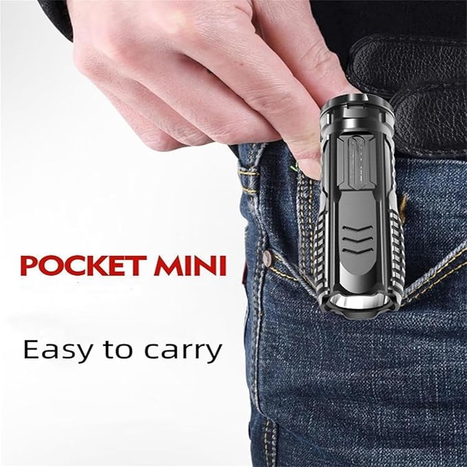 2PCS Germany New Technology Multifunctional Rechargeable Flashlight, Multifunctional Mini Super Strong LED Flashlight, T9 Strong Light Wick Flashlight for Outdoor Camping (Black)