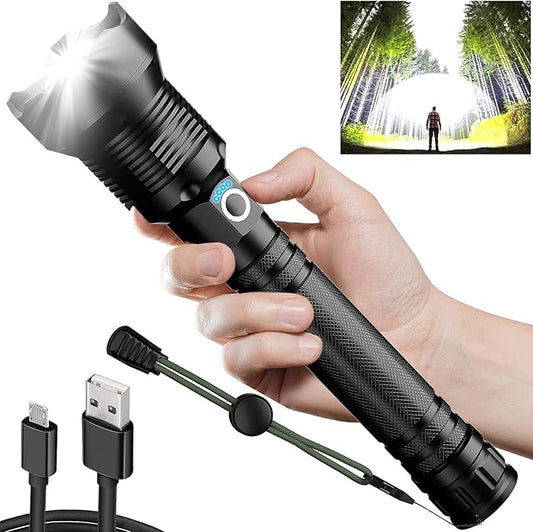 Rechargeable LED Flashlight 990,000 High Lumens, Super Bright Powerful Handheld Flash Lights, Large Tactical Flashlight Outdoor with 5 Modes