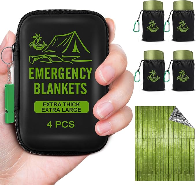 Emergency Blankets for Survival, 2-Pack/4-Pack Space Blankets, Gigantic & Extremely Thick Survival Blanket, Suitable for Outdoor Survival, Camping, and Hiking