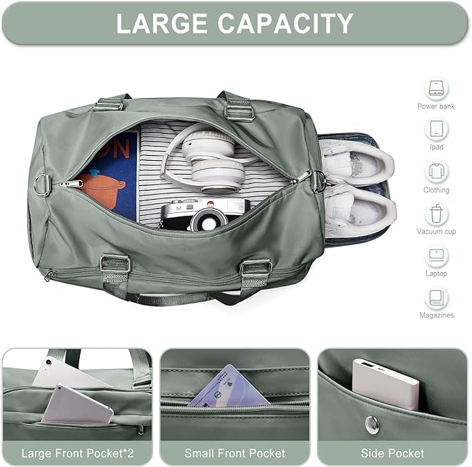 Gym Bag for Women Men, Sport Duffle Bag with Shoe Compartment, Waterproof Travel Shoulder Bag, Carry on Tote Bag for Workout, Yoga, Swimming