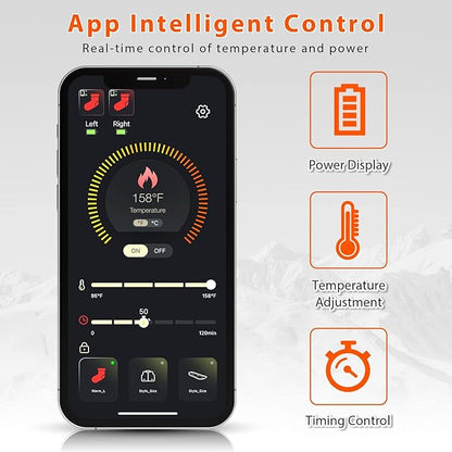 Heated Socks for Women Men Rechargeable Washable, Battery Electric Heated Socks Foot Warmers with APP Control for Skiing Hunting Riding Camping Fishing Hiking Outdoor Work