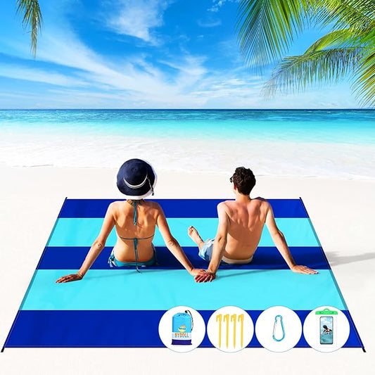 BYDOLL Beach Blanket 78''X81'' 4-7 Adults Oversized Lightweight Waterproof Sandproof Blanket for Beach Large Picnic Mat Travel Camping